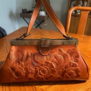 New Patricia Nash Embossed Leather Handbag - Tan